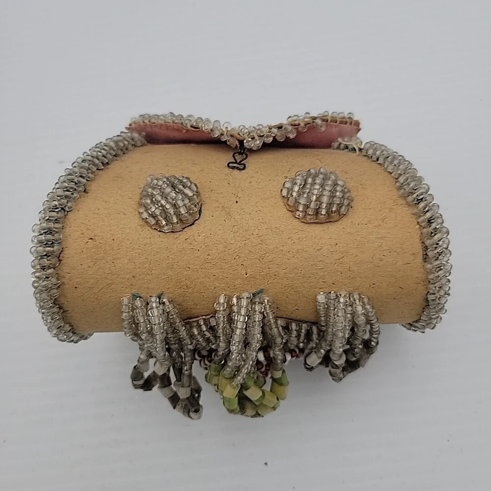 Vintage Antique Iroquois Mohawk Native American Hand Beaded Souvenir Pouch Purse